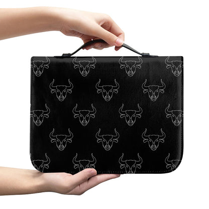 Black And White Bull Pattern Print Leather Bible Cover