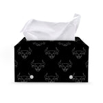 Black And White Bull Pattern Print Leather Tissue Box Cover