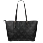 Black And White Bull Pattern Print Leather Tote Bag