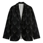 Black And White Bull Pattern Print Men's Cotton Blazer
