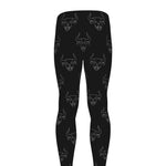 Black And White Bull Pattern Print Men's leggings