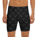 Black And White Bull Pattern Print Men's Long Boxer Briefs