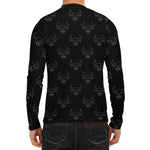 Black And White Bull Pattern Print Men's Long Sleeve Rash Guard