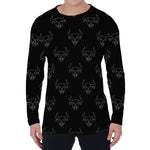 Black And White Bull Pattern Print Men's Long Sleeve T-Shirt