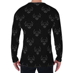 Black And White Bull Pattern Print Men's Long Sleeve T-Shirt