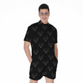 Black And White Bull Pattern Print Men's Romper
