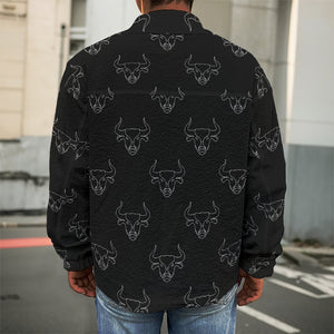 Black And White Bull Pattern Print Men's Shirt Jacket