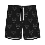 Black And White Bull Pattern Print Men's Sports Shorts