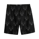 Black And White Bull Pattern Print Men's Sports Shorts