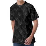 Black And White Bull Pattern Print Men's Velvet T-Shirt