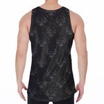 Black And White Bull Pattern Print Men's Velvet Tank Top