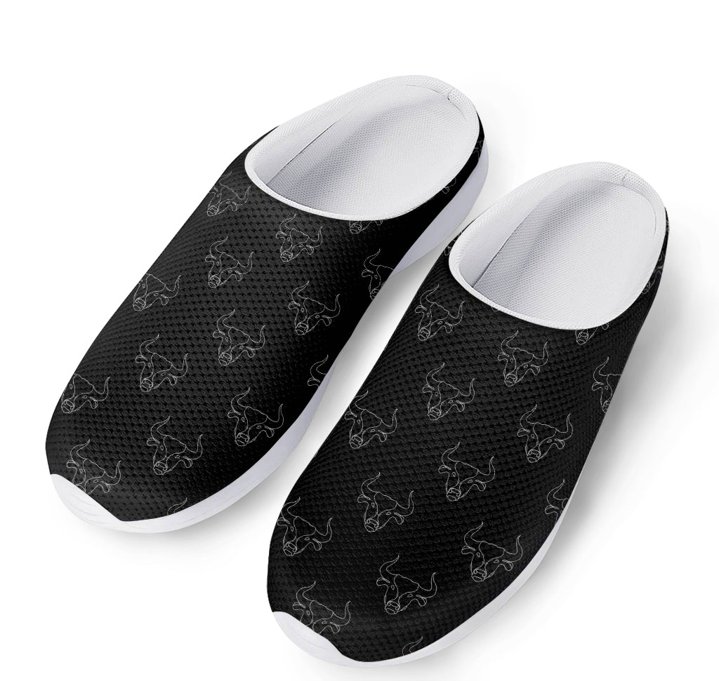 Black And White Bull Pattern Print Mesh Casual Shoes