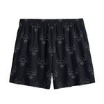 Black And White Bull Pattern Print Mesh Shorts