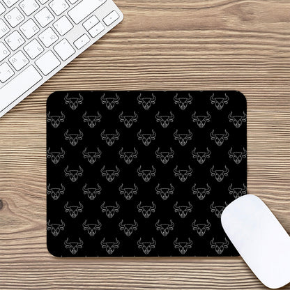 Black And White Bull Pattern Print Mouse Pad