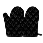 Black And White Bull Pattern Print Oven Mitts