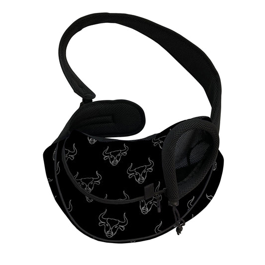 Black And White Bull Pattern Print Pet Sling Carrier
