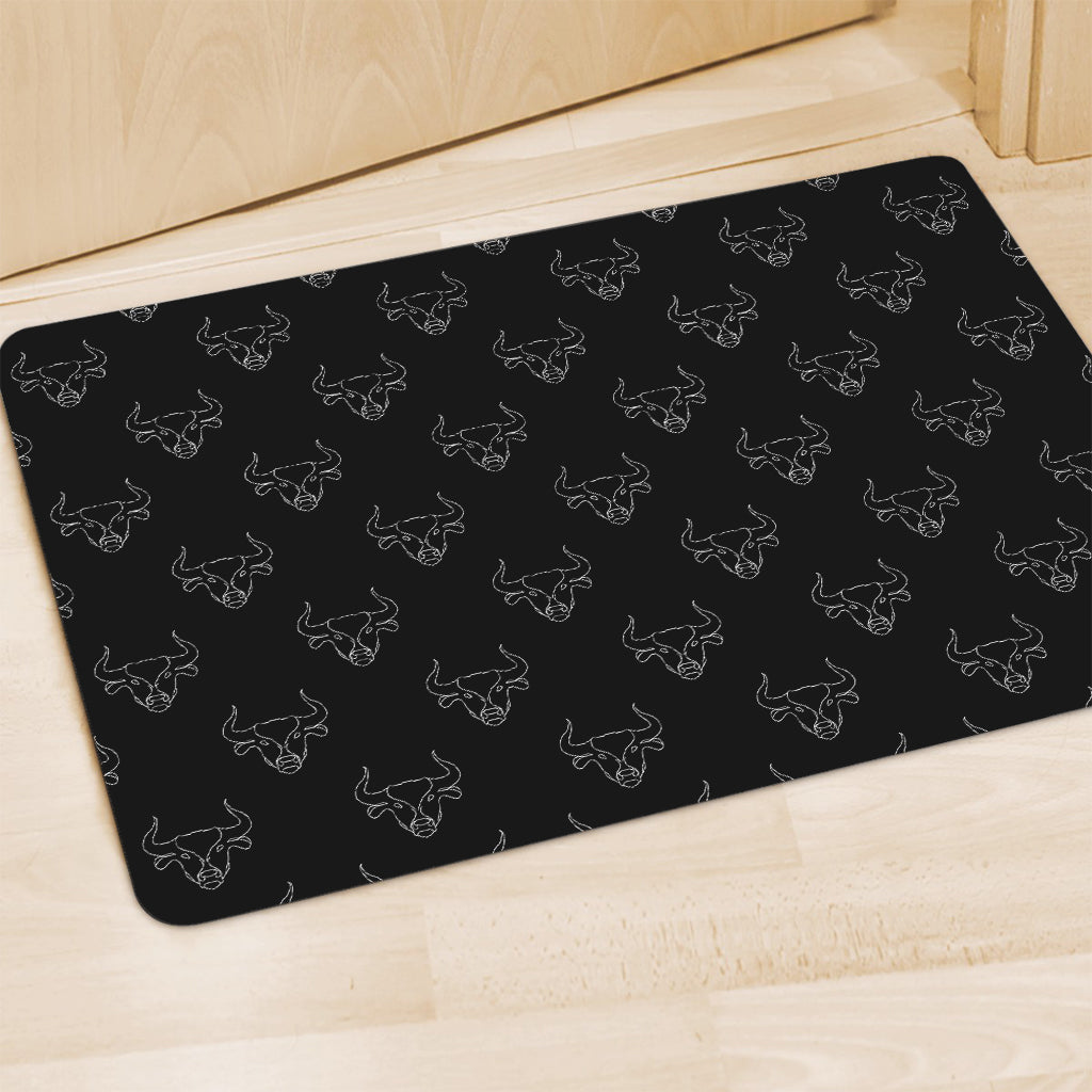 Black And White Bull Pattern Print Polyester Doormat