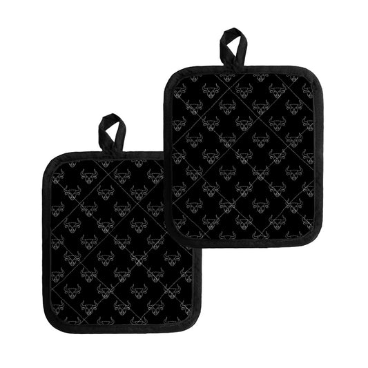 Black And White Bull Pattern Print Pot Holders