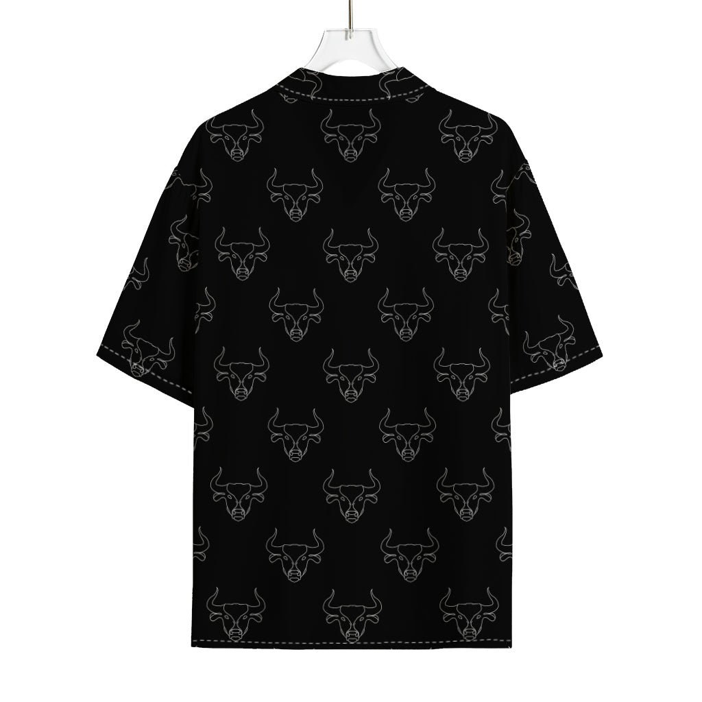 Black And White Bull Pattern Print Rayon Hawaiian Shirt
