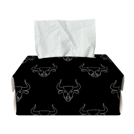 Black And White Bull Pattern Print Rectangle Tissue Box Cover