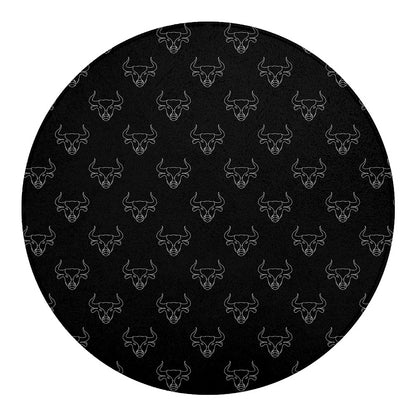 Black And White Bull Pattern Print Round Blanket