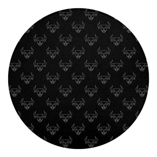Black And White Bull Pattern Print Round Blanket