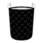 Black And White Bull Pattern Print Round Laundry Basket