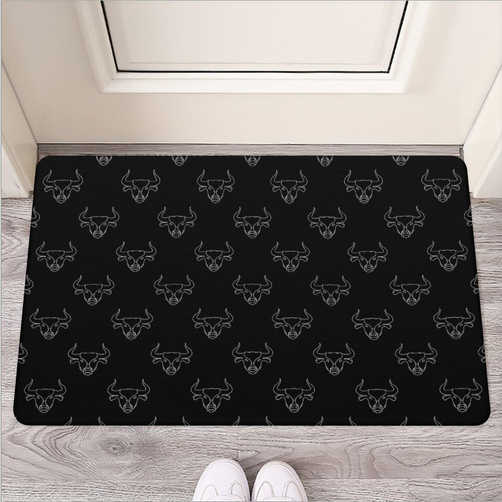 Black And White Bull Pattern Print Rubber Doormat