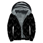 Black And White Bull Pattern Print Sherpa Lined Zip Up Hoodie