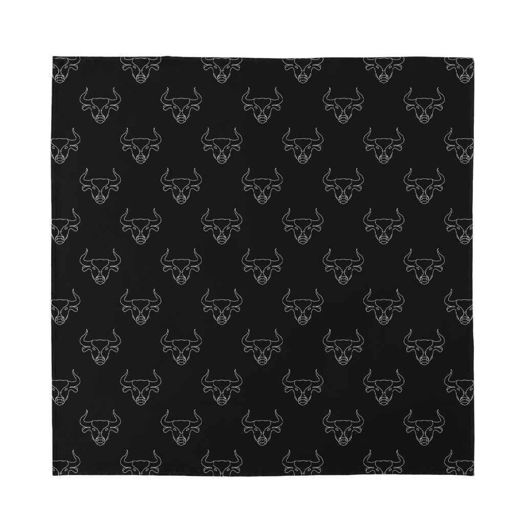 Black And White Bull Pattern Print Silk Bandana