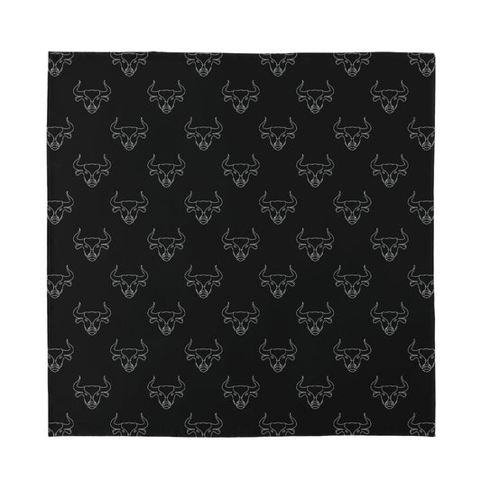 Black And White Bull Pattern Print Silk Bandana