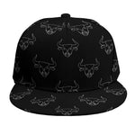 Black And White Bull Pattern Print Snapback Cap