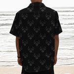 Black And White Bull Pattern Print Textured Short Sleeve Shirt