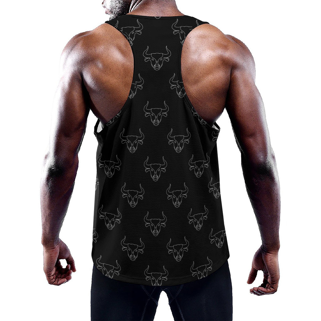 Black And White Bull Pattern Print Training Tank Top