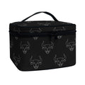 Black And White Bull Pattern Print Travel Makeup Bag