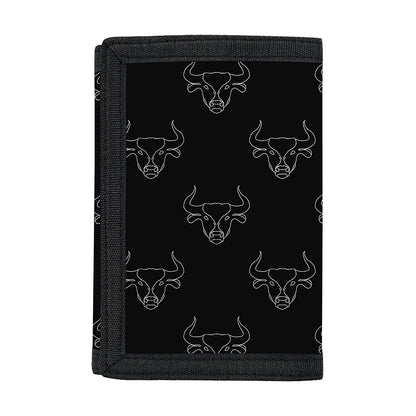 Black And White Bull Pattern Print Trifold Wallet