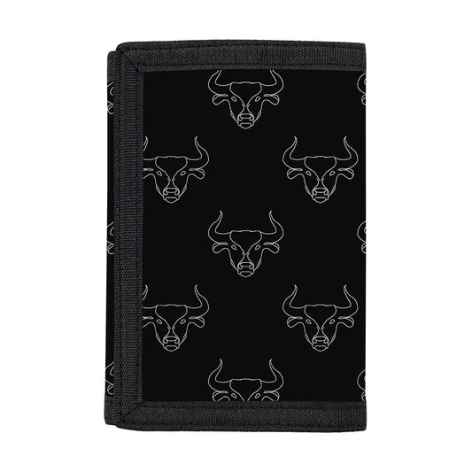 Black And White Bull Pattern Print Trifold Wallet