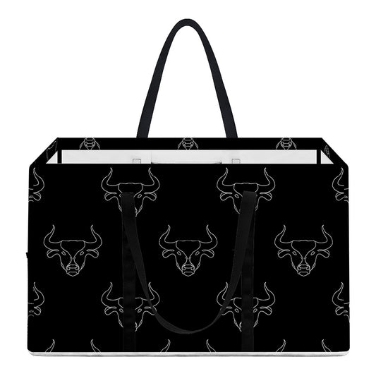 Black And White Bull Pattern Print Utility Tote Bag