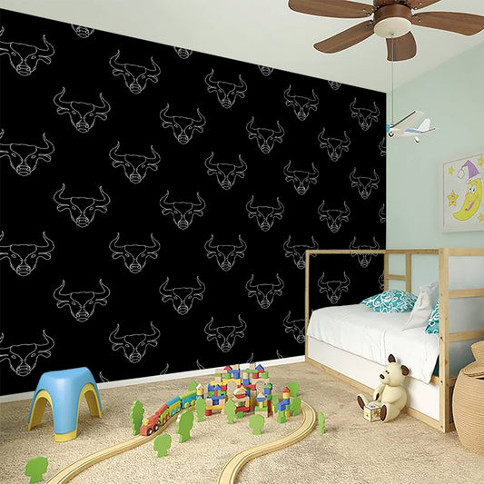 Black And White Bull Pattern Print Wall Sticker