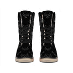 Black And White Bull Pattern Print Winter Boots