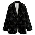 Black And White Bull Pattern Print Women's Cotton Blazer