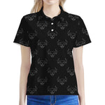 Black And White Bull Pattern Print Women's Polo Shirt