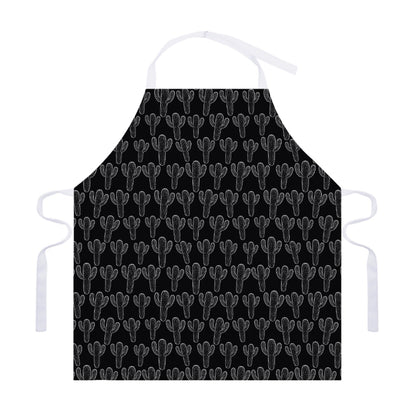 Black And White Cactus Pattern Print Adjustable Apron