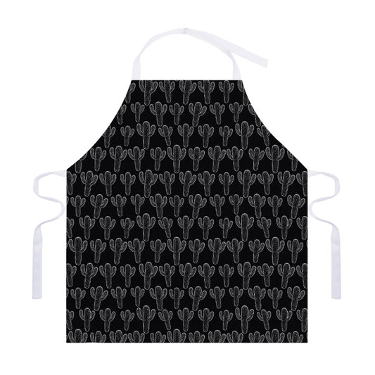 Black And White Cactus Pattern Print Adjustable Apron