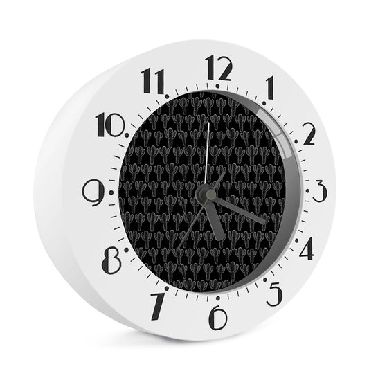 Black And White Cactus Pattern Print Alarm Clock