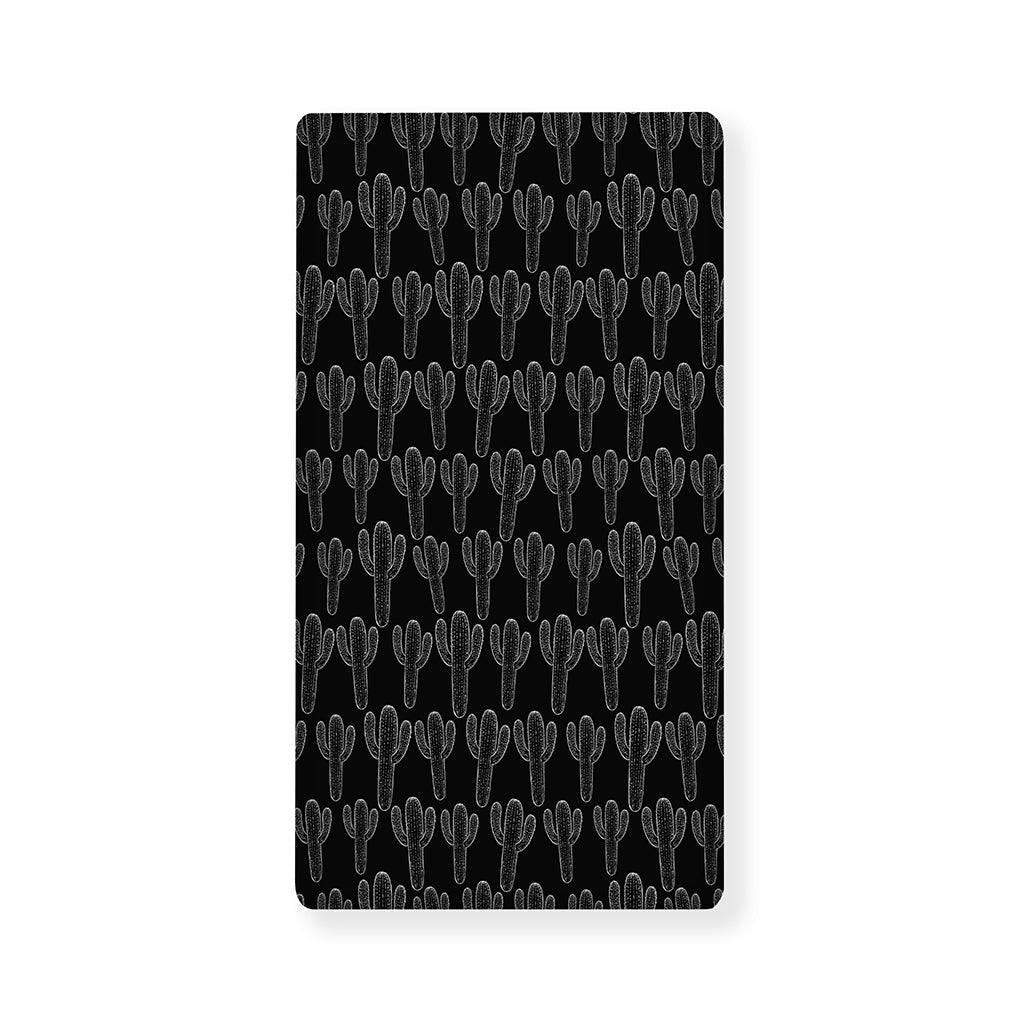 Black And White Cactus Pattern Print Baby Crib Sheet
