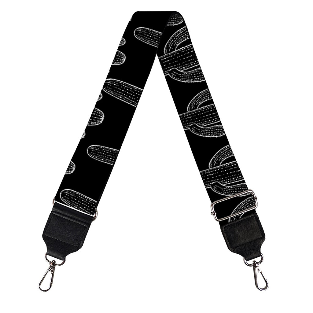 Black And White Cactus Pattern Print Bag Strap