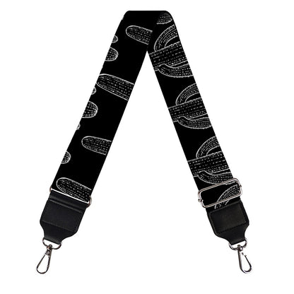 Black And White Cactus Pattern Print Bag Strap