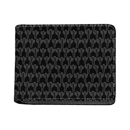 Black And White Cactus Pattern Print Bifold Wallet