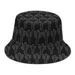 Black And White Cactus Pattern Print Bucket Hat